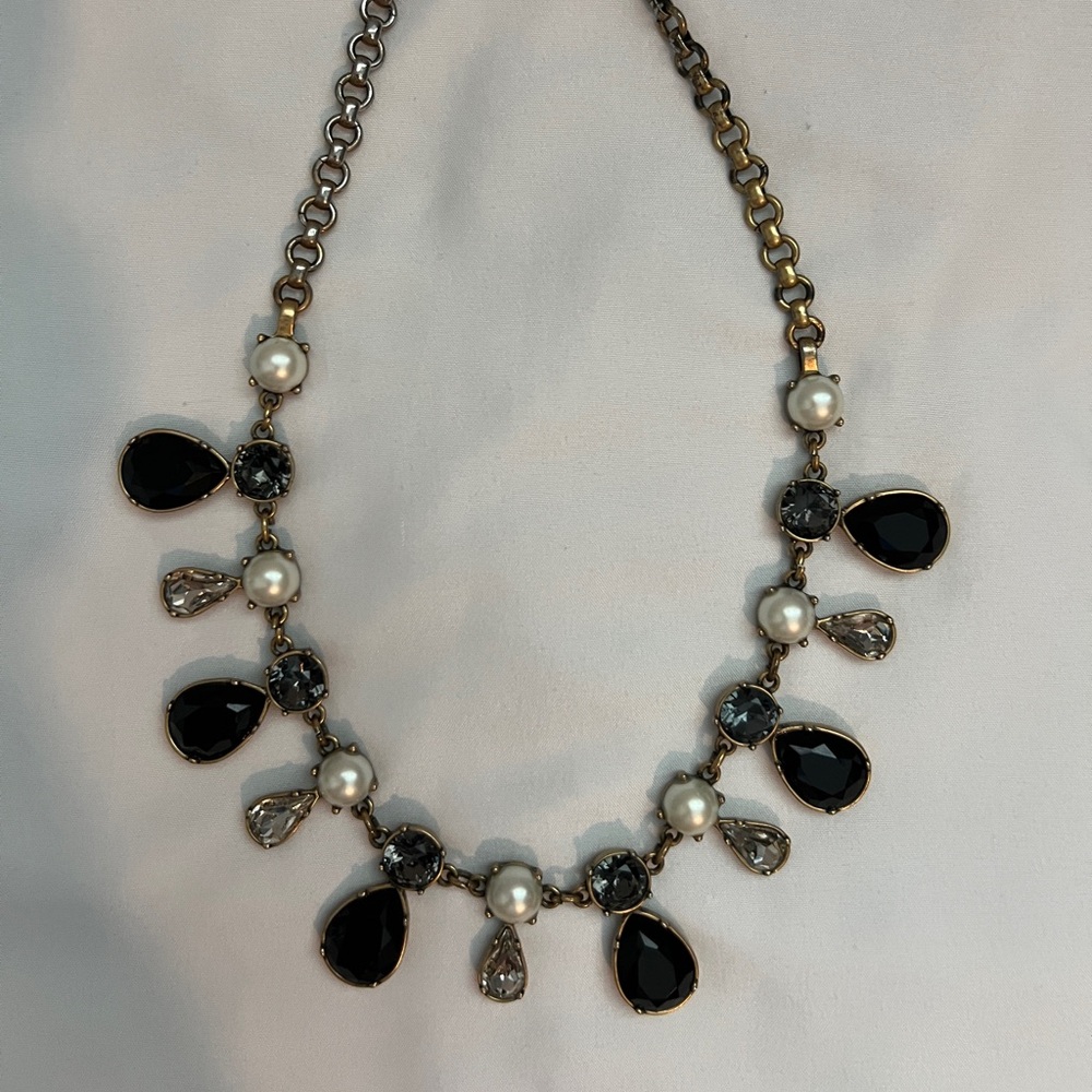 J. Crew Silver and Black Victorian-Inspired Necklace